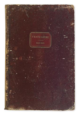 (MANUSCRIPT MAPS & DRAWINGS.) FESTUGIÈRE. 1856-1858. [Cover title.]
